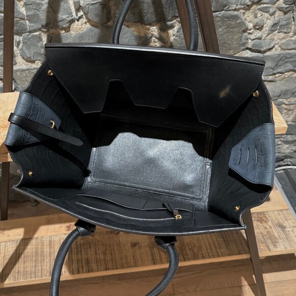 Céline Midnight Blue Croc Embossed Nubuck Small Tie Tote - Picture 12 of 15